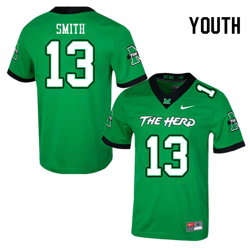 Youth #13 Daytione Smith Marshall Thundering Herd College Football Jerseys Stitched-Green